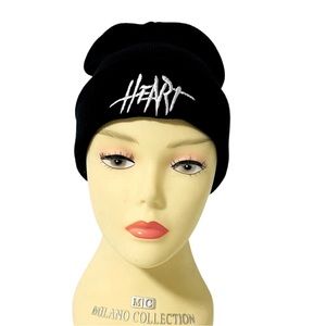 1015-Embroidered Knitted Beanie- Black